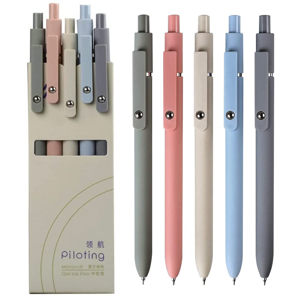 Sencoo 5 Pack Black Gel Pens Fine Point Retractable Roller Ball Pens 0.5Mm Black Ink Smooth Writing Pens School Office Home Diar